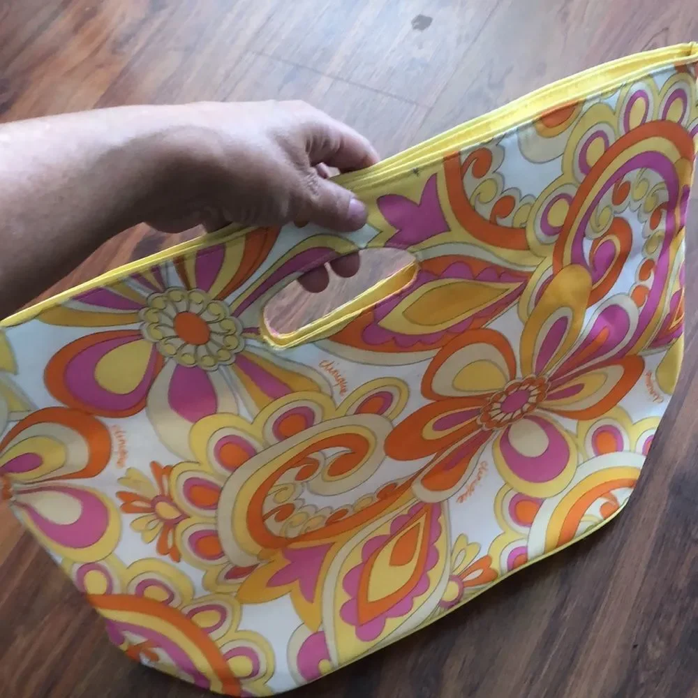 Large Clinique printed retro print style Handbag.